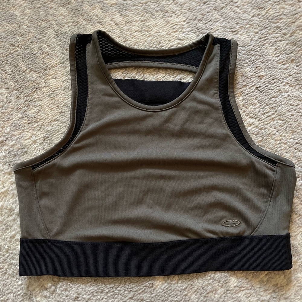 Champion Olive and Black Sports Bra